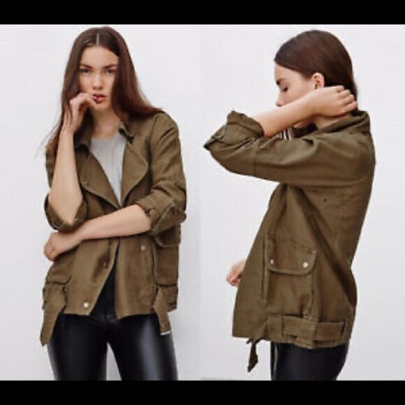 Wilfred Free Rayder Olive Green Moto Jacket - Picture 1 of 9